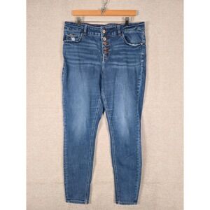 Edgely Womens Sz 16W High Rise Super Skinny Jeans Blue Medium Wash Button Fly
